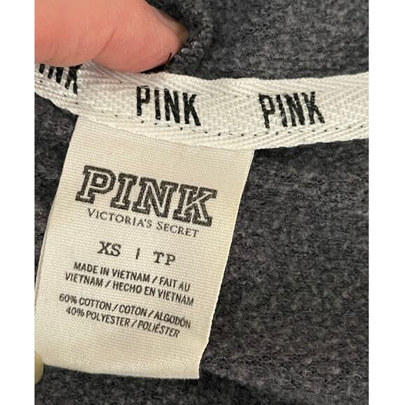 PINK VICTORIA'S SECRET Womens Full Zip Logo Sweatshirt Hoodie Gray Pink White XS - Picture 7 of 11